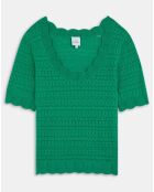 Top/Pull en maille ajourée Amar vert
