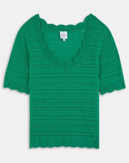 Top/Pull en maille ajourée Amar vert