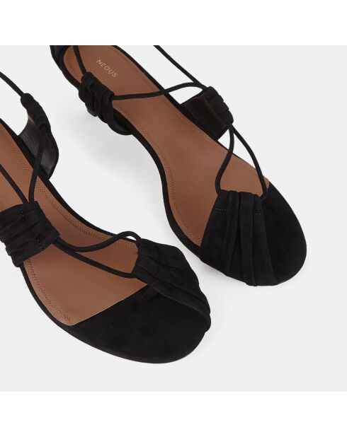 Sandales en Velours de Cuir Gloria noires - Talon 5 cm