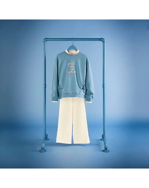 Sweat en Coton mélangé Cassidy inscription bleu