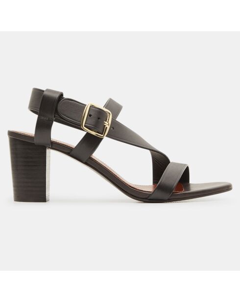 Schwarze Paola Ledersandalen - Absatz 7 cm
