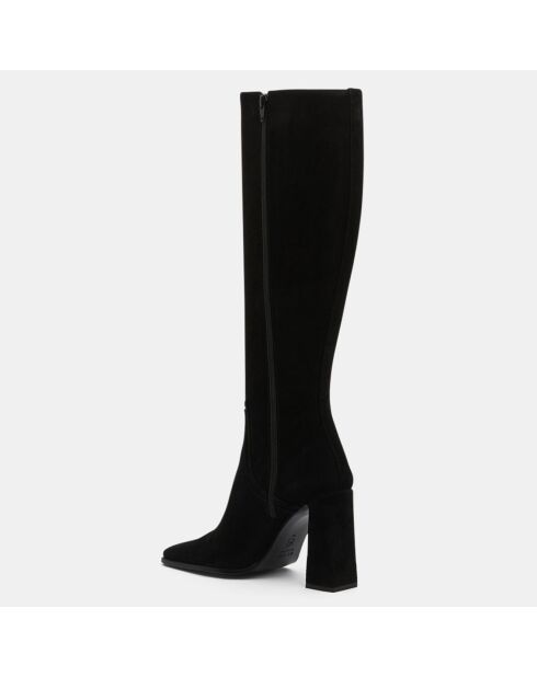 Bottes en Velours de Cuir Tia noires - Talon 10 cm