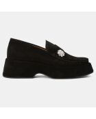 Mocassins en Velours de Cuir noirs - Talon 5.5 cm