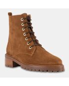 Boots en Velours de Cuir camel