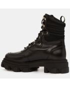 Boots en Cuir semelle épaisse noires - Talon 5 cm