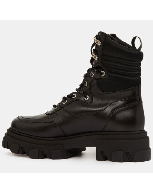 Boots en Cuir semelle épaisse noires - Talon 5 cm