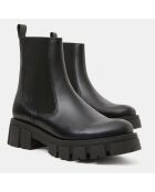 Chelsea boots en Cuir semelle épaisse noires - Talon 4 cm