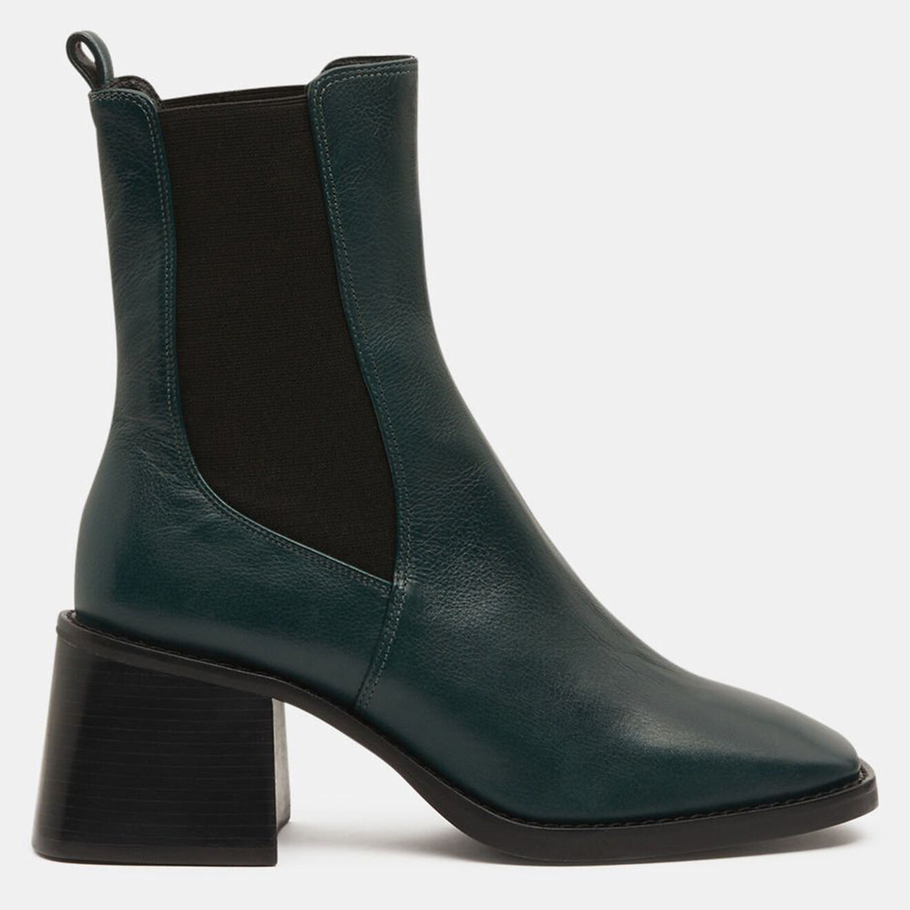 Chelsea Boots en Cuir talon flare bout carre vertes Talon 6 cm