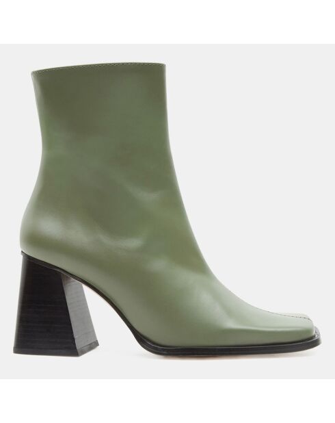 Bottines en Cuir South kaki - Talon 8.5 cm