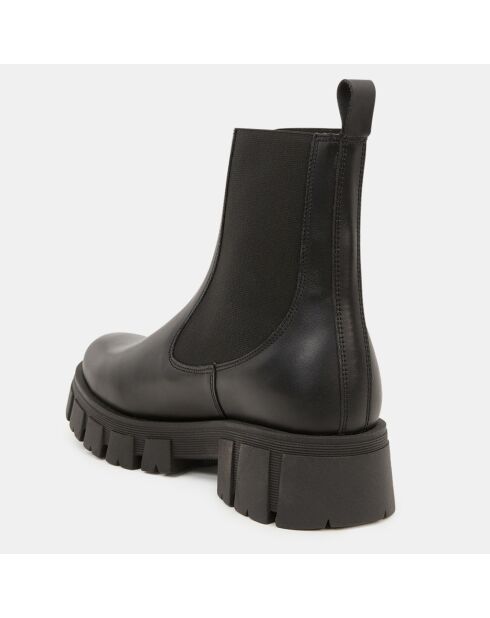 Chelsea boots en Cuir semelle épaisse noires - Talon 4 cm