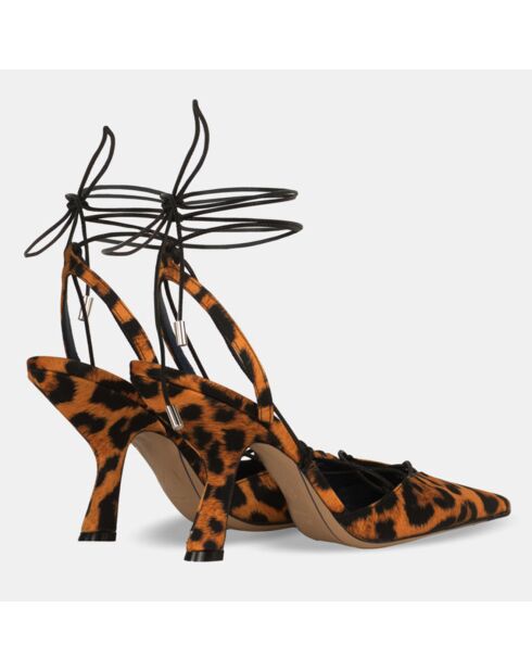 Slingbacks Athena léopard noir/marron - Talon 9.5 cm