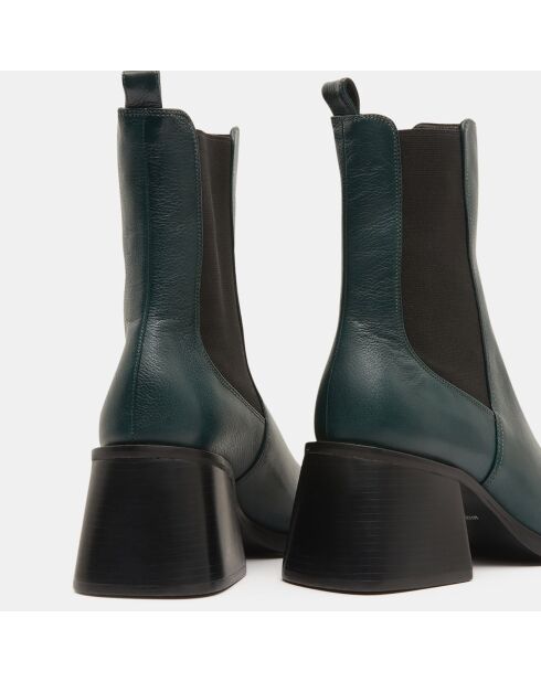 Chelsea Boots en Cuir talon flare bout carré vertes - Talon 6 cm
