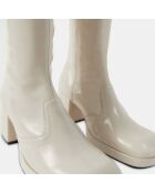 Bottines en Cuir verni Cass beiges - Talon 6 cm