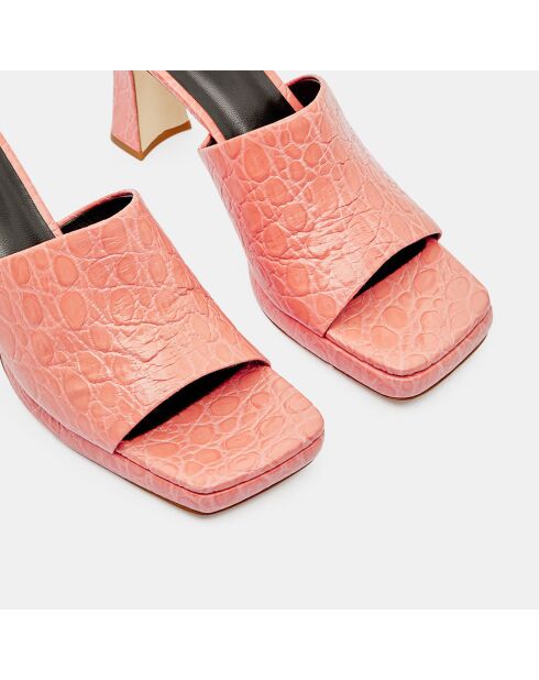 Beliz Pantolette aus Leder, 9,5 cm Absatz, Rosa