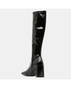 Bottes talon vernis noires - Talon 7 cm