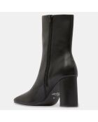 Bottines en Cuir talon bout carré noires - Talon 7 cm