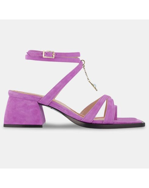 Sandales en Velours de Cuir violettes - Talon 5 cm