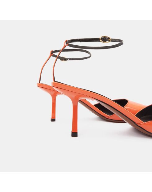 Slingbacks en Cuir Toliman orange - Talon 6.5 cm