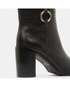 Bottes en Cuir talon détail rond noires - Talon 9 cm