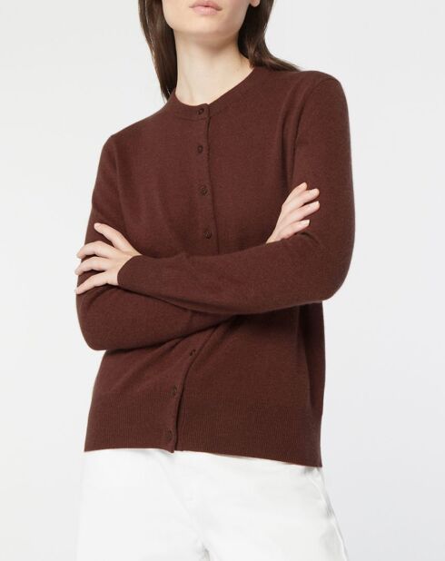 Cardigan 100% Cachemire Zacao col rond marron