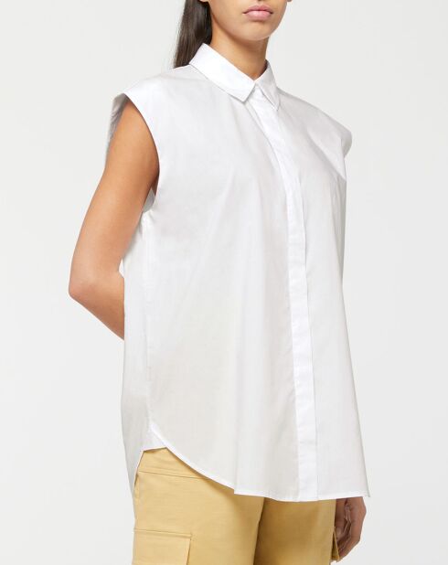 Chemise sans manches en Popeline de Coton Push blanche