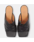 Mules en Cuir Matelassées noires - Talon 7.5 cm