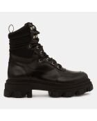 Boots en Cuir semelle épaisse noires - Talon 5 cm