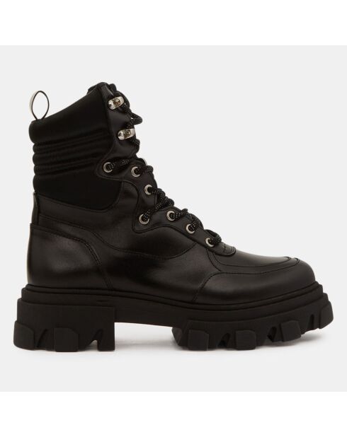 Boots en Cuir semelle épaisse noires - Talon 5 cm