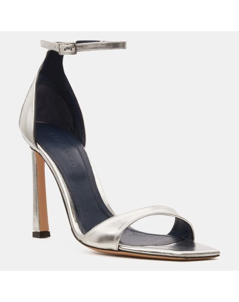 Silberne Ledersandalen mit hohem Absatz - 10 cm Absatz