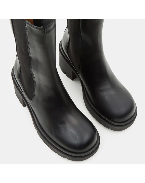 Chelsea Boots en Cuir Mid noires - Talon 8 cm