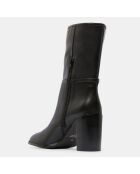 Bottes talon détail rond noires - Talon 9 cm