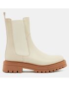 Chelsea boots en Cuir beiges - Talon 4 cm