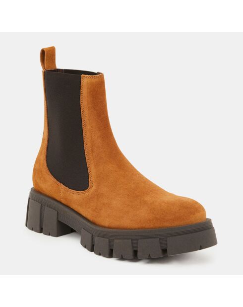 Chelsea boots semelle épaisse camel - Talon 4 cm