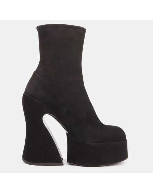 Bottines en Velours de Cuir Vicky noires - Talon 13.5 cm