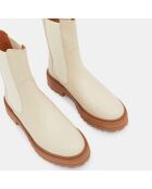 Chelsea boots en Cuir beiges - Talon 4 cm