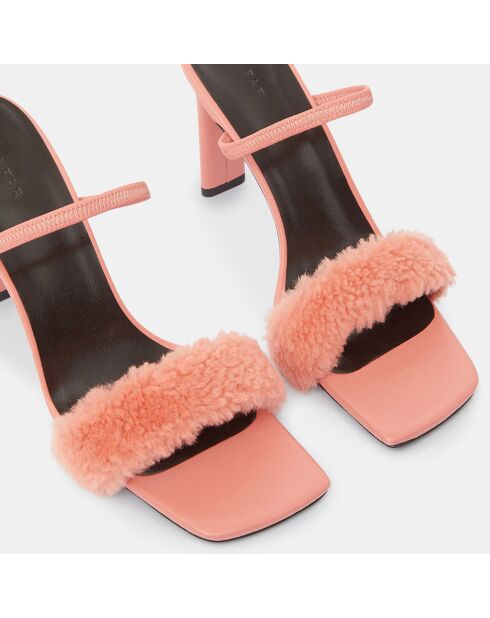 Rosafarbene Ada Lederpantolette mit 10,5 cm Absatz