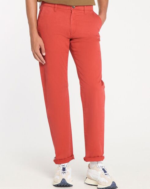 Pantalon chino en Coton bio droit Kutdroit rouge foncé