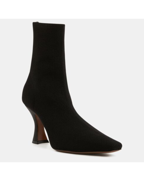 Bottines en maille Ran noires - Talon 7 cm