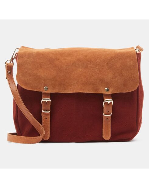 Sac cartable réversible en Cuir Mini Maths marron 20x25x9 cm