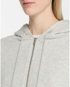 Sweat zippé en Coton bio Mathalie à capuche gris chiné