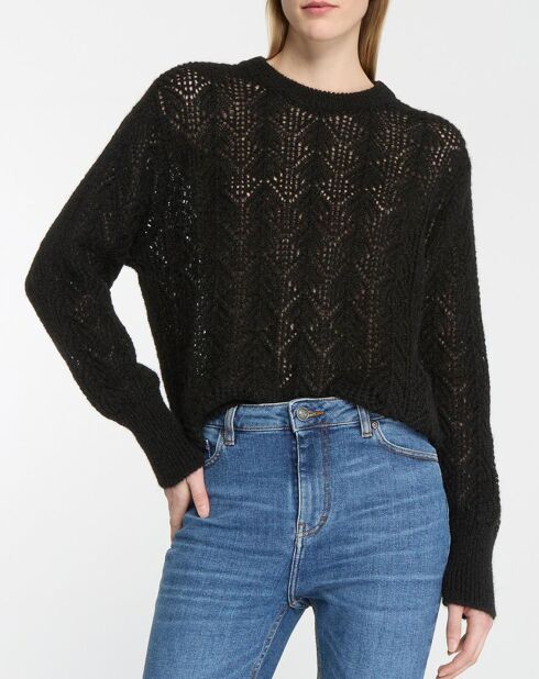 Pull en Maille pointelle mousseuse noir