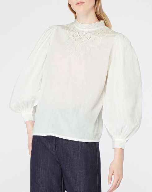 Witte geborduurde Hannah blouse