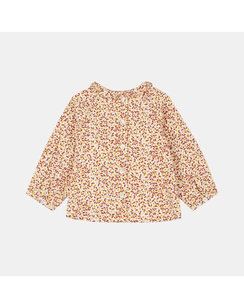 Blouse en coton bio Otop Aop écru/multicolore