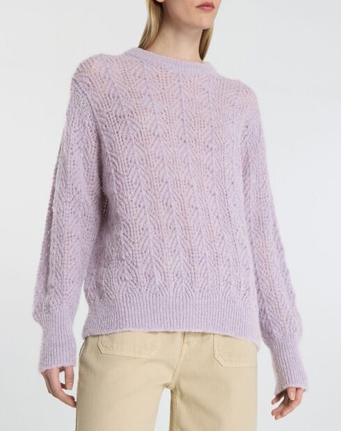 Pull en Maille pointelle mousseuse violet parme