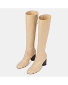 Bottes en Cuir Ariana beige clair - Talon 7.5 cm