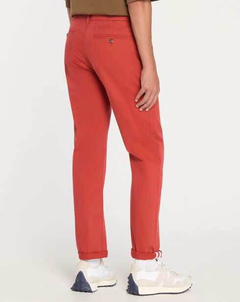 Pantalon chino en Coton bio droit Kutdroit rouge foncé