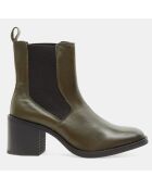 Chelsea boots en Cuir vert kaki - Talon 5 cm