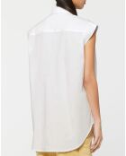 Chemise sans manches en Popeline de Coton Push blanche