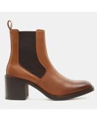Chelsea boots en Cuir camel - Talon 5 cm