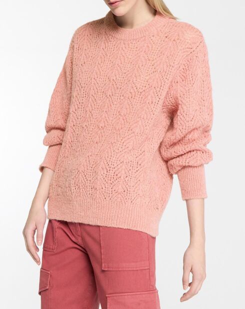 Pull en Maille pointelle mousseuse vieux rose